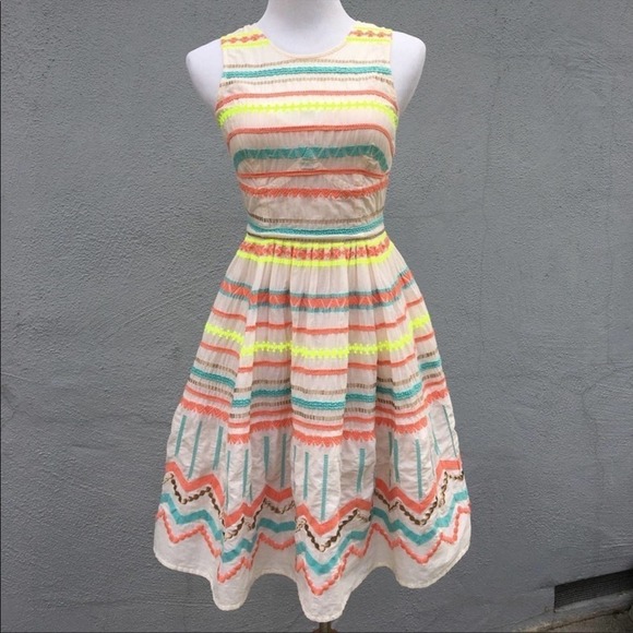 Plenty by Tracy Reese Neon & Cream Fit & Flare Dress size 2 & 8 - Picture 9 of 16